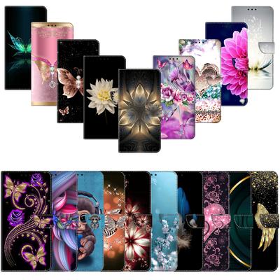 Brieftaschenetui mit Kartenhalter, Blumenmuster, PU-Leder, Ständer, Handschlaufe, stoßfeste Abdeckung für Redmi 3C 9A 9C 9T 10C 8A 6A/Redmi Note6 Note11 Note12
