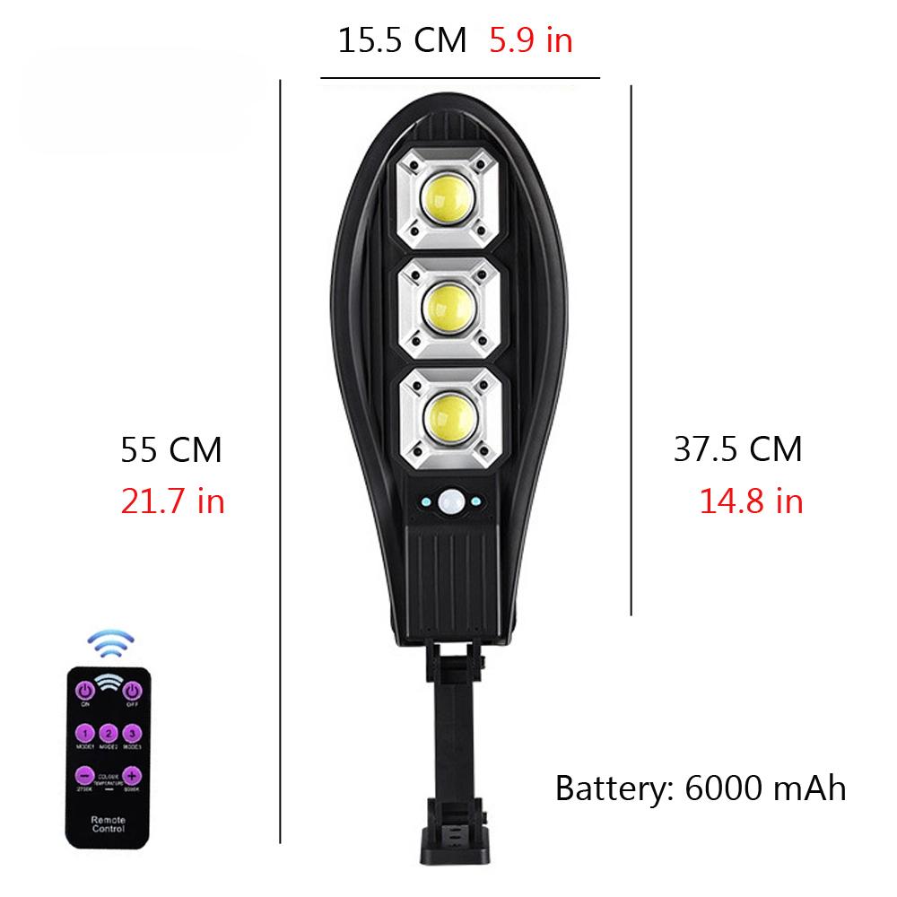 Lumină stradală solară 12000W 6COB IP65 lumină de curte rezistentă la apă Lumină de grădină reglabilă în 3 moduri Lampă de perete de curte cu senzor de mișcare PIR