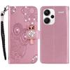 For Xiaomi Redmi Note 13 Pro+ 5G Case Wallet Leather Cover Rhinestone Decor