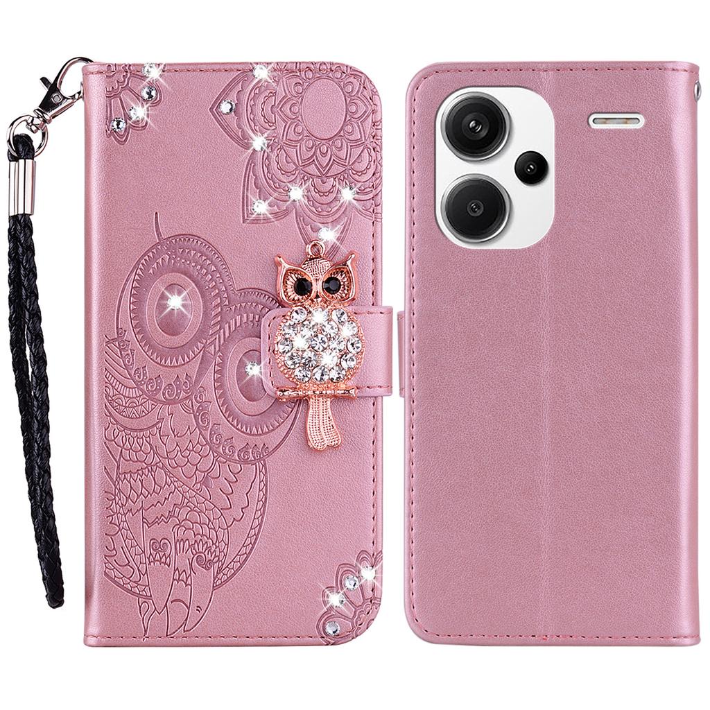 For Xiaomi Redmi Note 13 Pro+ 5G Case Wallet Leather Cover Rhinestone Decor