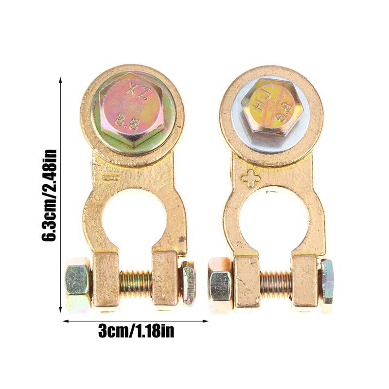 2Pcs M8 M10 Car Battery Terminal Wire Clamps Brass Positive Negative Top Post Connectors Battery Terminal Clips