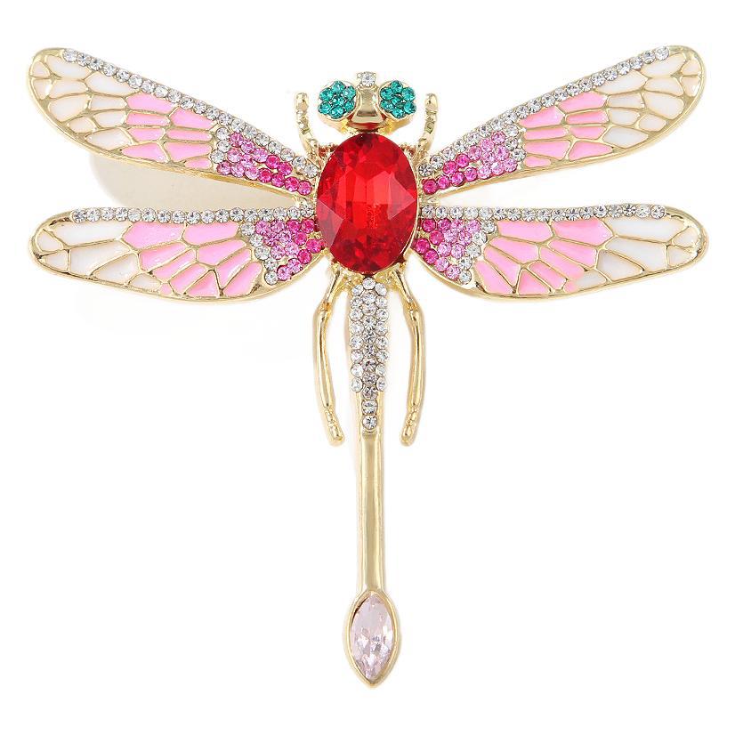 Spilla a forma di libellula in smalto stile retrò europeo e americano Spilla in metallo con diamanti micro-intarsiati Spilla per cappotto, abito, corsage Lega per la protezione dell'ambiente