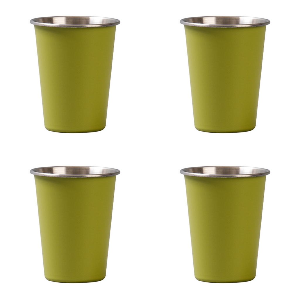 4pcs Stackable Camping Water Cup 350ml Teas Coffees Milk Beer Mug Stainless Steels Drinking Cups Outdoor Travel Cups