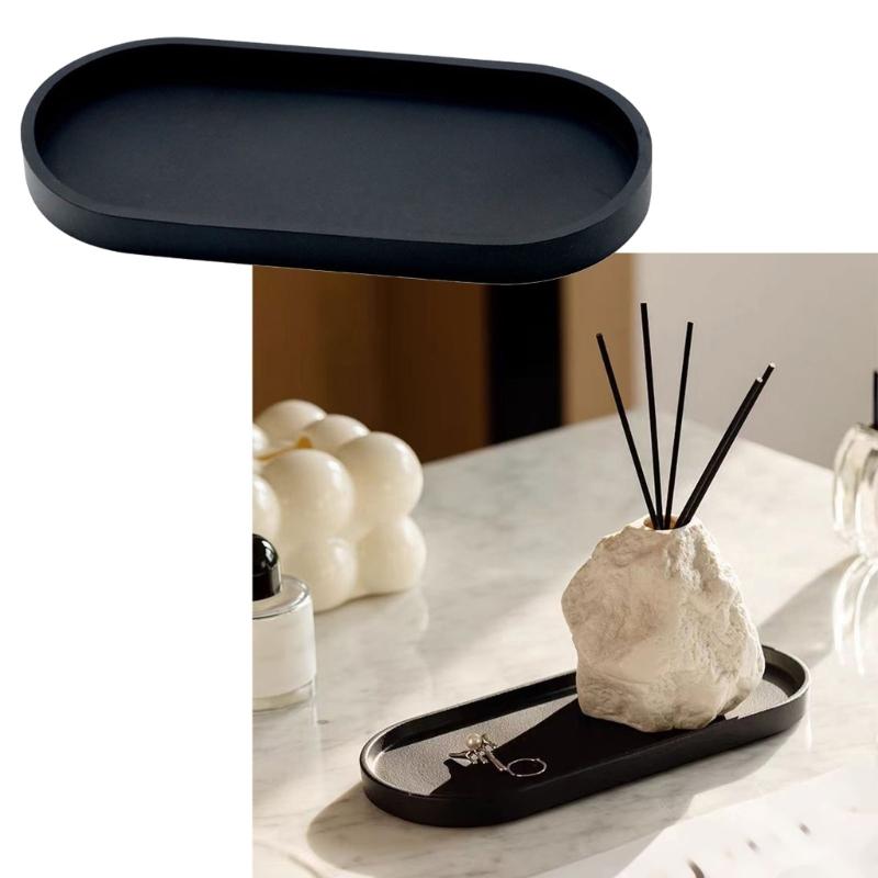 Modern Elliptical Vanity Tray Cosmetic Organizers Silicone Holder For Bathroom Accessories And Small Items