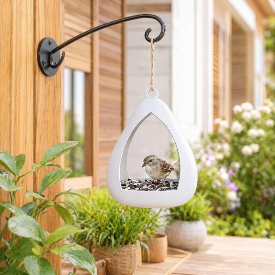 Außen hängender Vogelfutterspender, Tropfenform Kunststoff-Vogelfutterspender, Wetterfeste Vogel-Futterstation für Außenbereich, Garten, Terrasse, Balkon