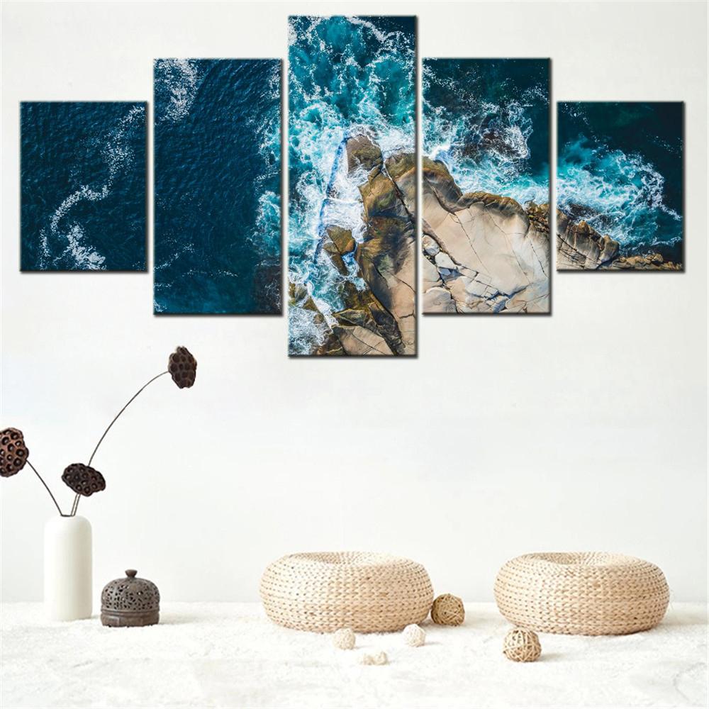 5 Pieces Canvas Wall Art Poster Painting Nature Peggy's Cove Seascape Wallpaper Home Decorative Picture Artwork