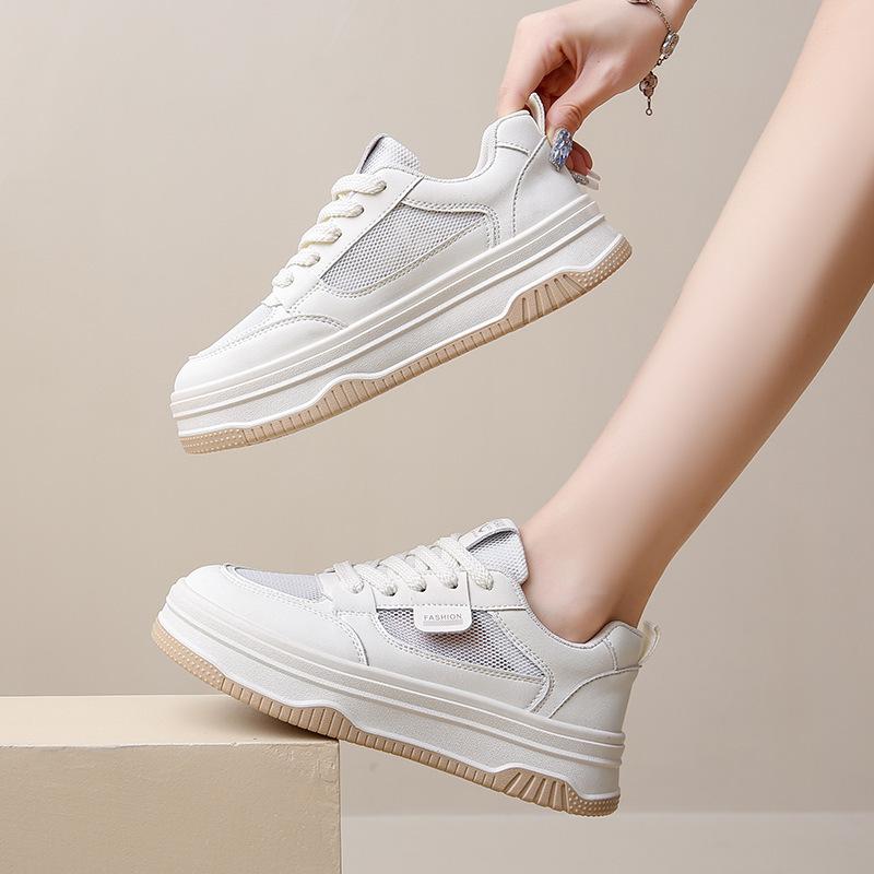 Platform White Shoes Women's Spring New Muffin Platform Women's Shoes Versatile Sports and Leisure Board Shoes Single Shoes