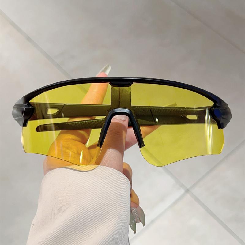 Semi Rimless Sports Goggle Men Oversized Mirror Professional Cycling Sunglasses Wrapped Round Anti-UV Protective Shades