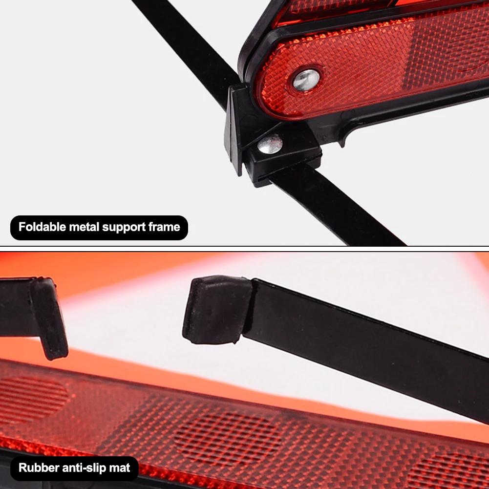 Foldable Car Triangle Reflective Tripod Emergency Warning Sign Safety Hazard Sticker Stop Sign for Breakdown Accessories
