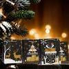 12 Pcs Festive Christmas Gift Bags: Black with Golden Printed Designs - Perfect for Wrapping Holiday Presents