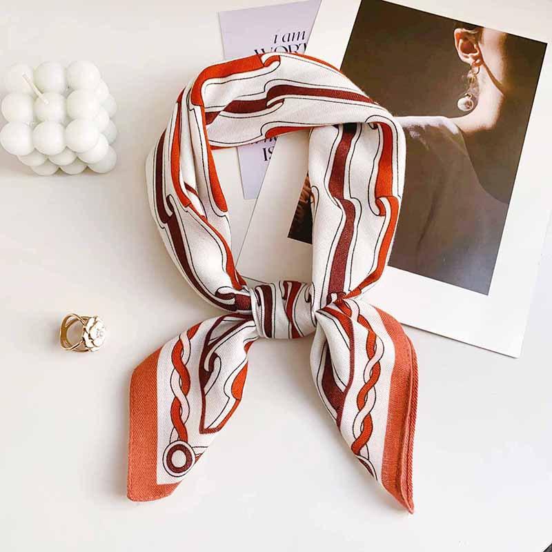 New spring imitation silk wool small square scarf silk scarf women s neck scarf wavy pattern fashion versatile scarf shawl matching 65*65