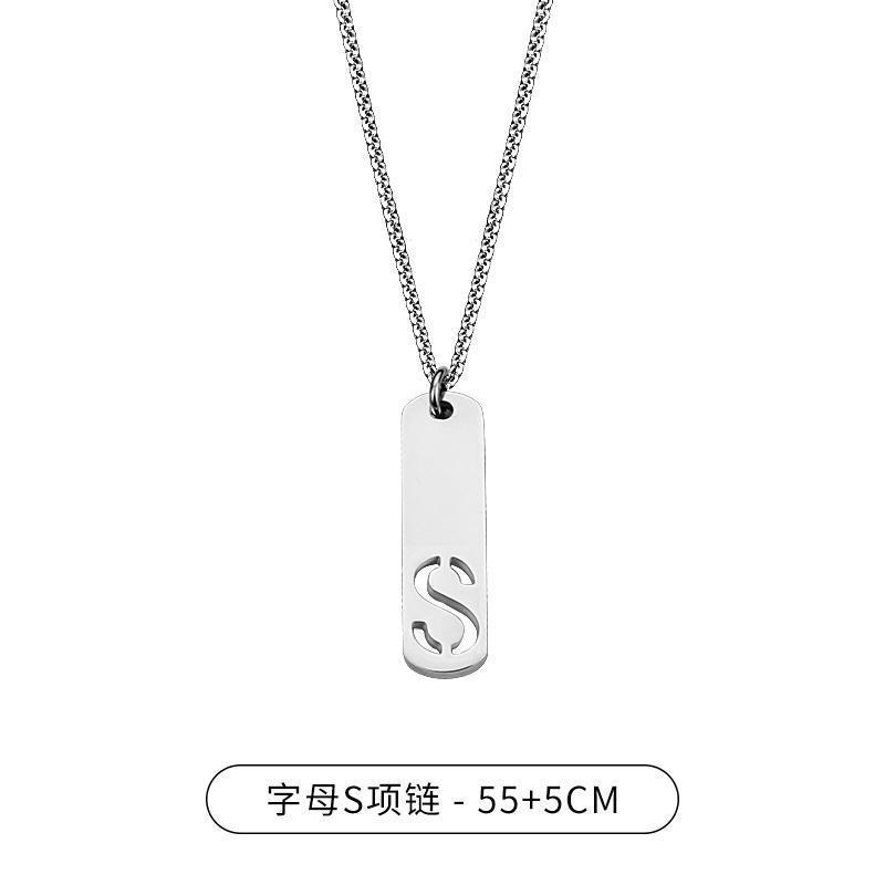 HNSP 316L Stainless Steel Initial Pendant Chain Necklace For Men Letter Tags  Accessories