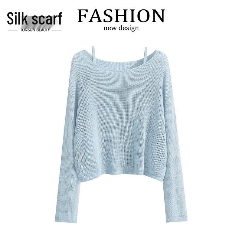 Women s Linen Blend Hollow Knit & Camisole Set M