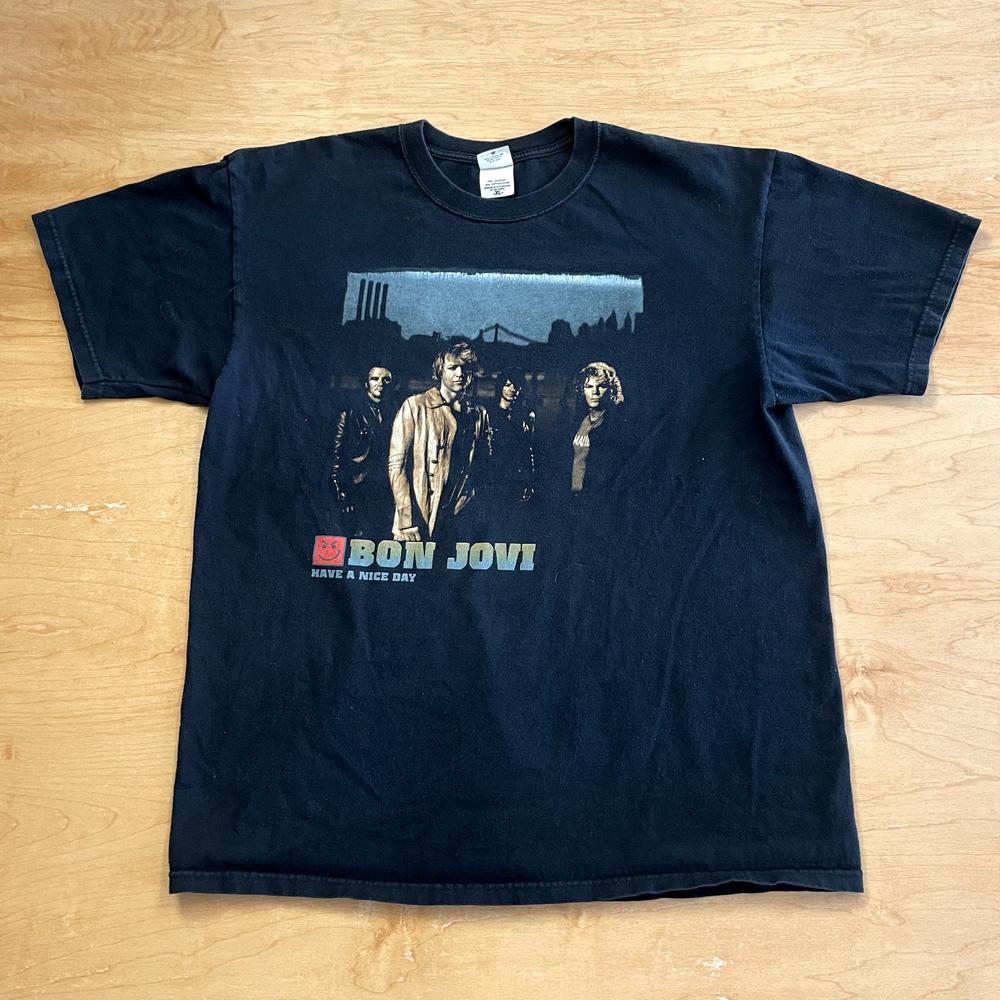 Vintage Y2K Bon Jovi Band Music Black XL Short Sleeve T-shirt L