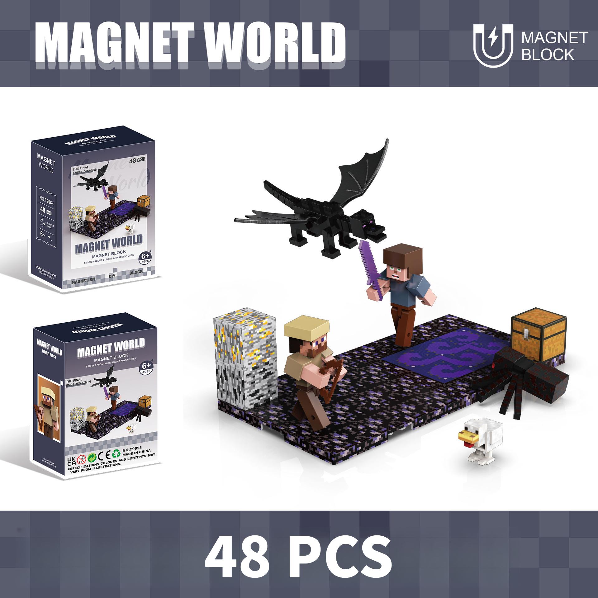 

44-46-48 шт. Магнитные блоки - Forest Build Mine Magnet World Edition, Магнитные игрушки для мальчиков и девочек в возрасте 3 лет, Сенсорные игрушки Монтессори Fight the Ender Dragon