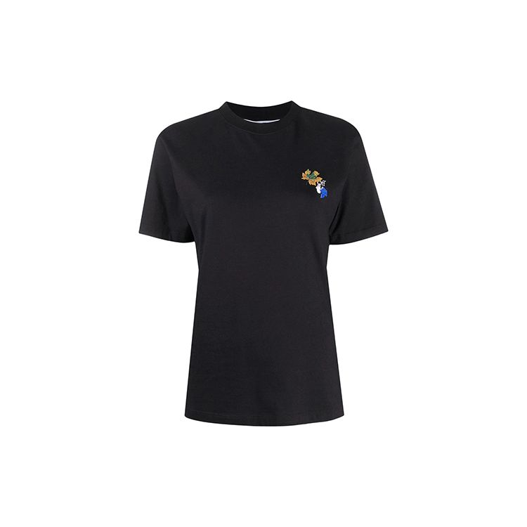 Off-White Leaf Arrow Print Short Sleeve T-Shirt Women Tops Black OWAA049E20JER0141001