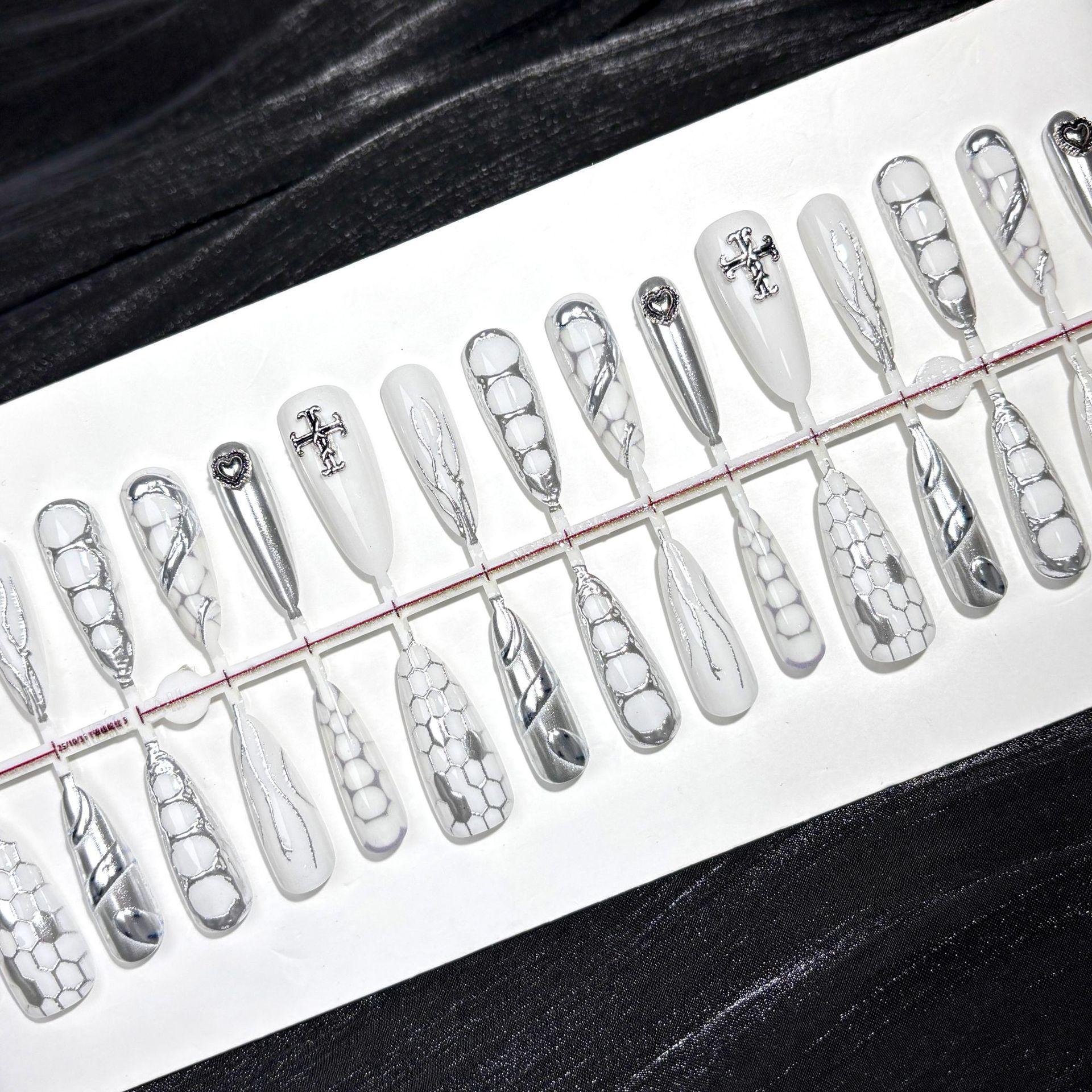 

Мигдалеподібні накладні нігті Багаторазові штучні нігті з дизайном Багаторазові накладні нігті Прес-они Глянцеві Повне покриття Акрилові Клейкі нігті Наклейки для нігтів для жінок