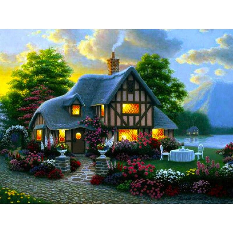 New 5D DIY Diamond Painting Houses Diamond Embroidery Scenery Cross Stitch Full Round Drill Crafts Art Home Decor Gift