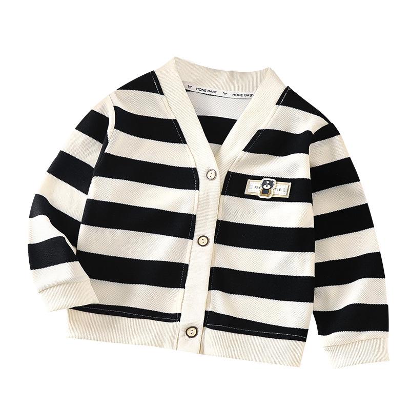 2025 Children's Striped Knitted Cardigan - Stylish Autumn Sweater for Boys and Girls