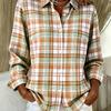 Plus Size, Plus-size Fashion Long-sleeve Lapel Casual Plaid Print Shirt
