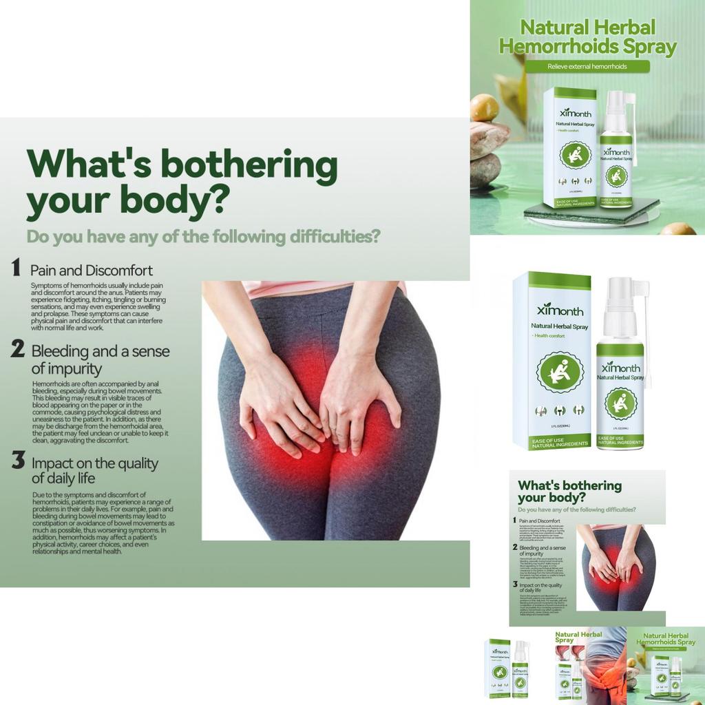 Ximonth Naturalny ziołowy spray na hemoroidy łagodzący swędzenie i dyskomfort 30 ml