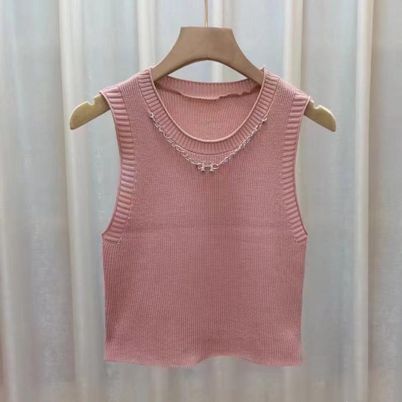 2026 Cute Round Neck Chain Pendant Slimming Vest