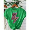 Camisetas de Verano para Mujer con Estampado de Leopardo Neón Rayo 16 Colores Moda Callejera Manga Corta Tops Casuales para Exteriores Camisetas para Hombre y Mujer Top