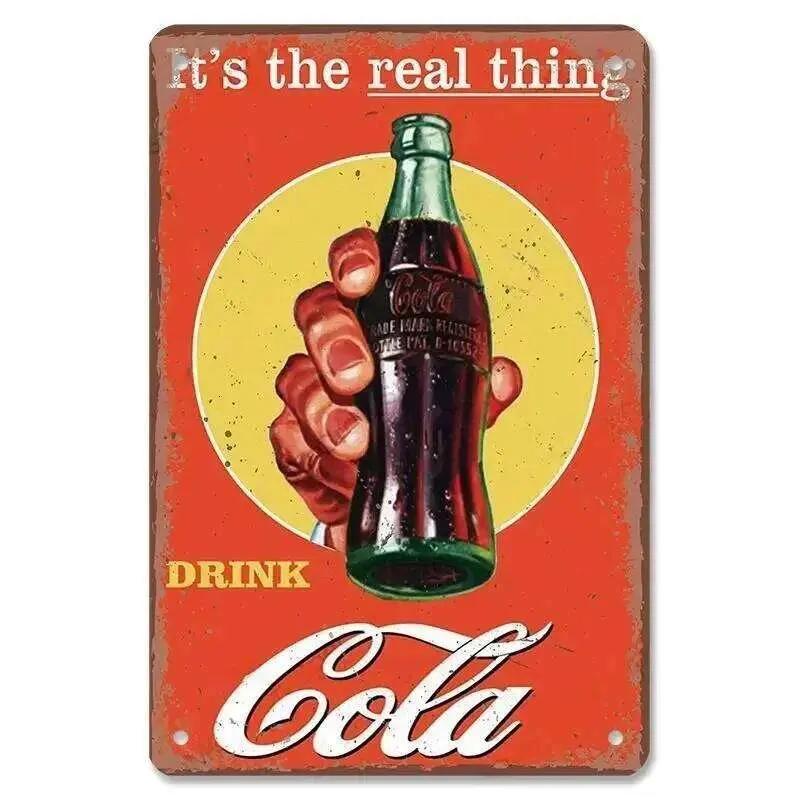 Vintage Metal Tin Signs Soft Drinks Poster with Retro Girls Drinking Cola Bottles Perfect Wall Decor for Bar Pub Club Res 26T0104 26T0104