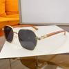 High-End Sunglasses, Women'S Imitation Wood Grain Legs, Sunglasses, Fashion Crowe Metal Han Ins