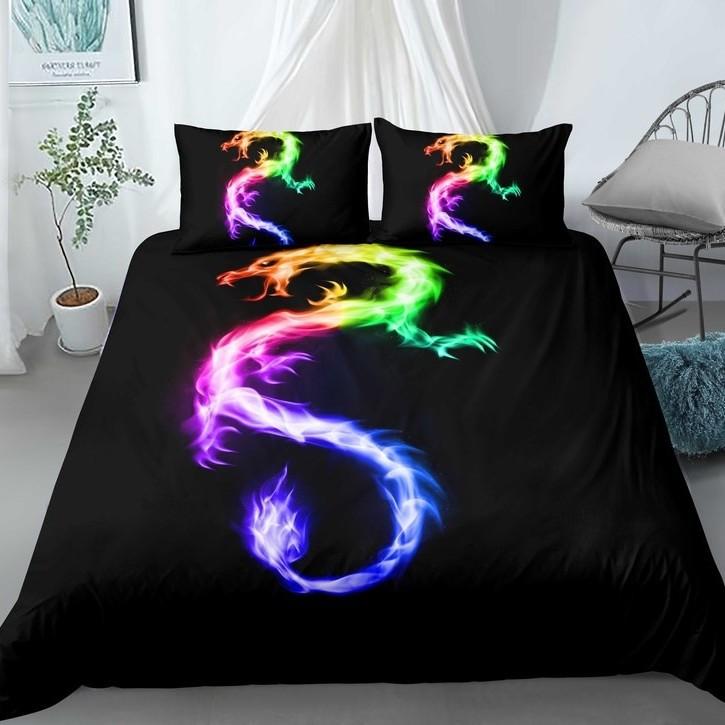 

Flame Dragon Digital Printing Three-Piece Set, Sheet Quilt Cover Home Textile Sheet Kit 135 * 200