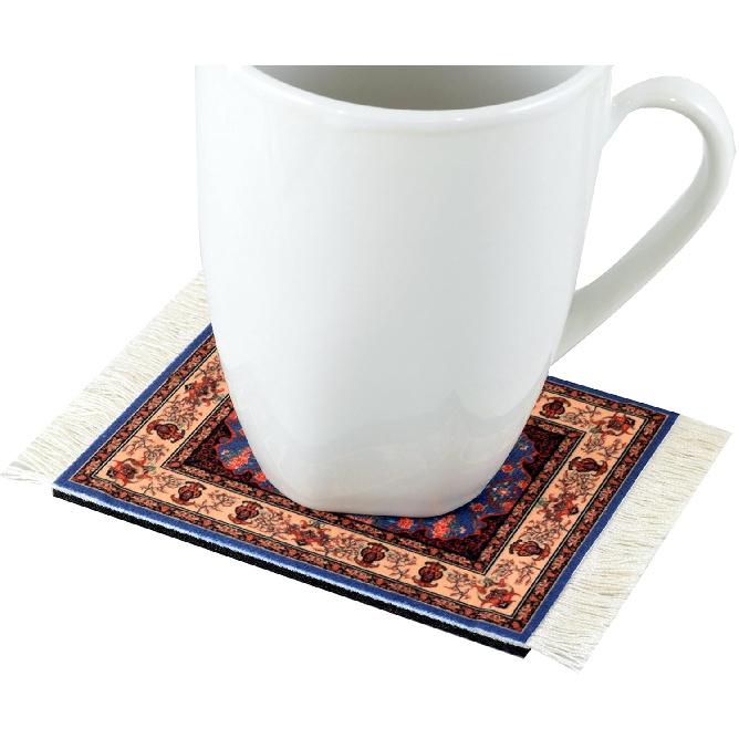 Set of 4 Rug Table Coasters ... Persian Design Fabric Carpet Drink Mats (Mix-4-5-7-8)