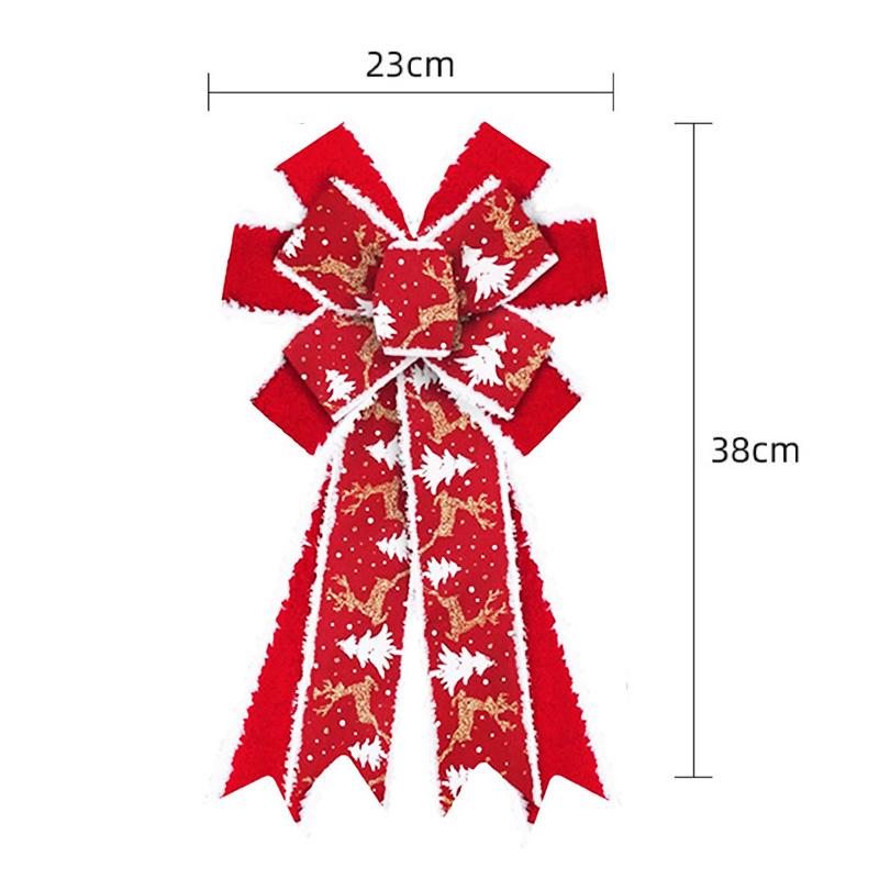 New Red Christmas Wreath, Bow, Outdoor Decoration, Velvet Sequins,reindeer Bow, Outdoor Use During The Christmas Holiday 2025