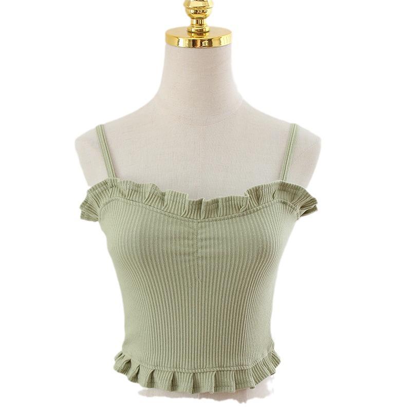 Ästhetisches V-Ausschnitt Spitzen-Ripp-Camisole mit Slim Fit für Damen - Sommerstil