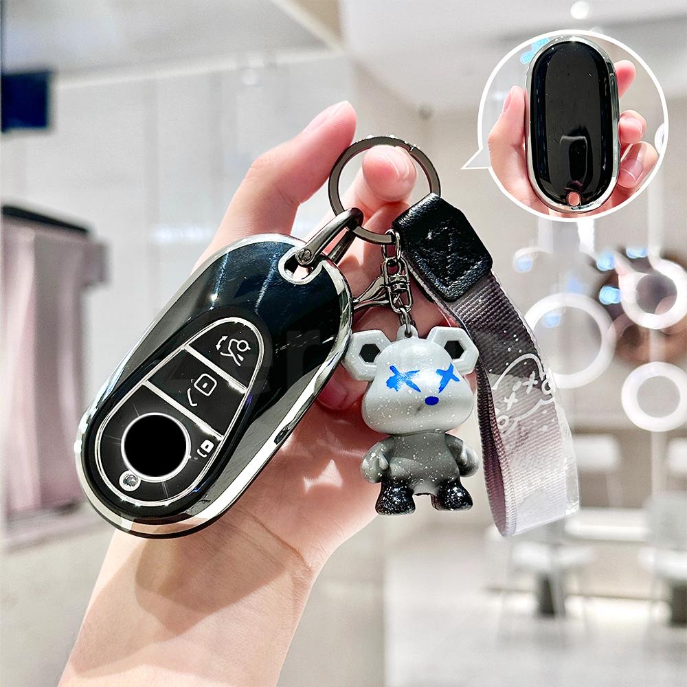 Smart Remote Car Key Case Cover Fob Bag For Mercedes Benz Eqs Eqe Class W206 W214 W223 C236 C E S Cle Glc Keyless Protector