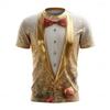 T-shirt da uomo stampata in 3D per Natale Top traspirante Elegante Versatile Girocollo Manica corta T-shirt alla moda Abbigliamento da uomo