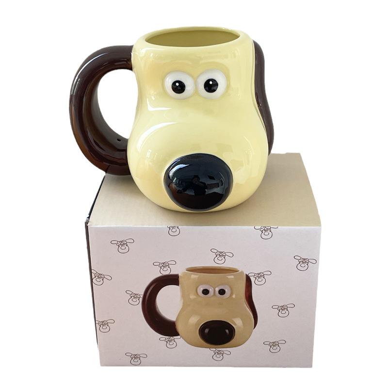 Entzückende handbemalte Keramiktasse mit Hund für Kinder - Cartoon-Milchtasse mit großem Fassungsvermögen