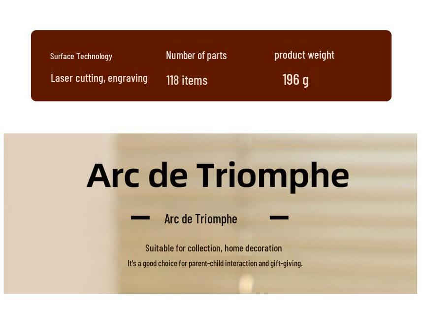 3D Wooden Puzzle Model: Eiffel Tower & Arc De Triomphe - Ancient Building Ornaments for Kids