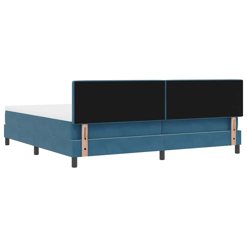 LED Box Spring Bed with Mattress Dark Blue 200 X 200 Cm Velvet
