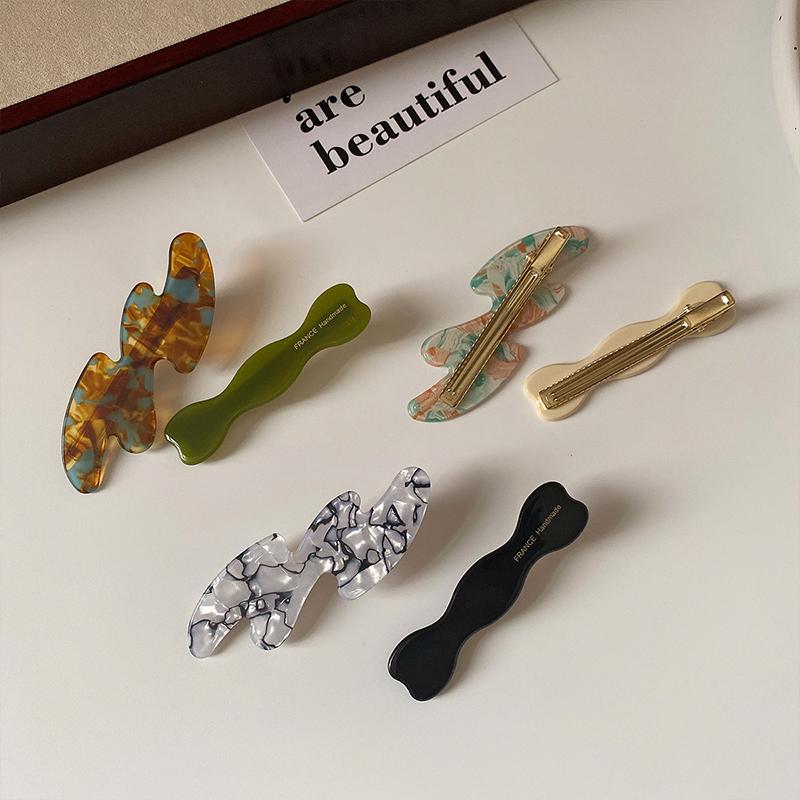 2Pcs/set New Women Temperament Wave Shape Acetic Hairpins Sweet Hair Decorate Side Hair Clips Barrettes Fashion Hair Accessories