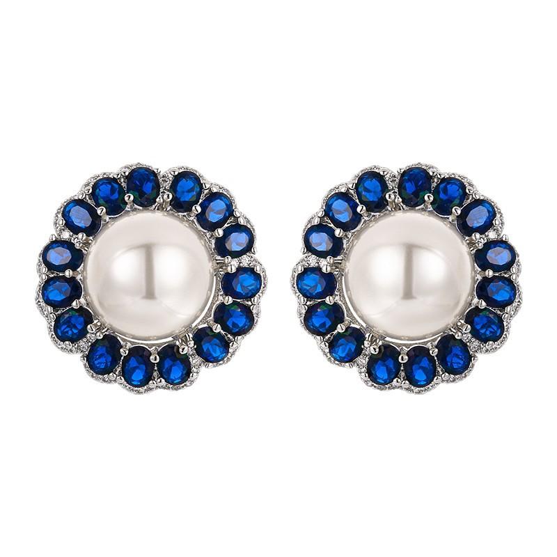 Jewelry Pearl Stud Earrings Sapphire Imitation Natural Australian White Pearl Nanyang Pearl Women'S High Sense