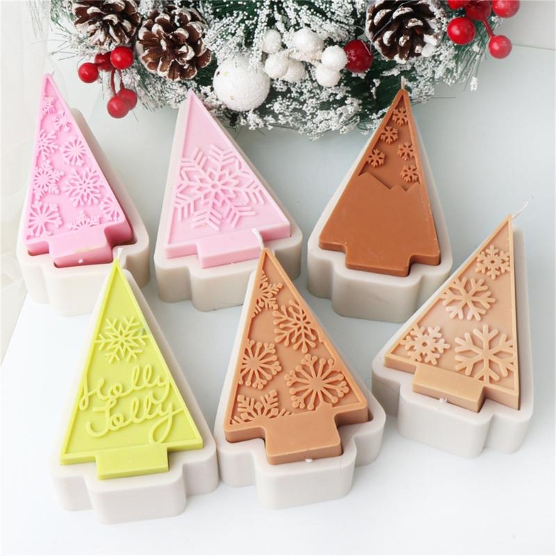 Flexible Silicone Mold Handmade Scented Candle Mould Snowflakes Christmas Tree Aromatherapys Mold Home Decorations