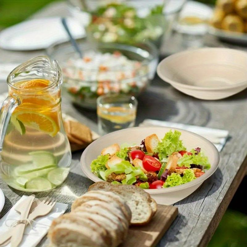 100pcs Disposable Paper Bowls, Leakproof Paper Dish Soup Ice Cream Salad Bowls Party Supplies, Disposable Natural Bowls, Soup Bowls,, Heat Resistant,