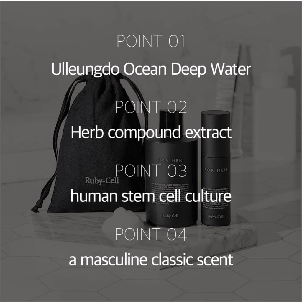 Ruby Cell FÜR MÄNNER GESICHTS- UND KÖRPERFLÜSSIGWÄSCHE 200 ml ÄTHERISCHES FLÜSSIGKEIT 50 ml/All-in-one, Schweiß, Talg, Abfallpflege, feuchtigkeitsspendend,