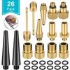 26Pcs Copper Bike Valve Adapter Set Pump Inflator Kit For Bicycle Tires Football Cycling Accessories