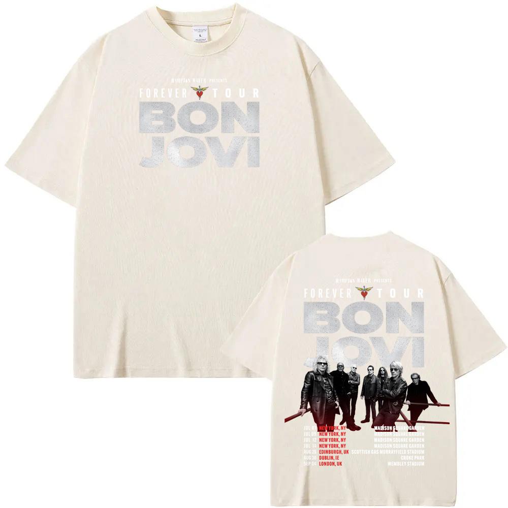 Bon Jovi Grunge Band Forever TOUR 2026 Tee Summer Casual 100% Cotton Tshirt Comfortable High Quality Graphic Tops