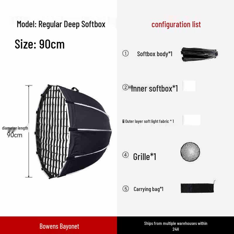 Bei Yang Quick Release 90 Deep Parabolic Softbox with Egg Crate
