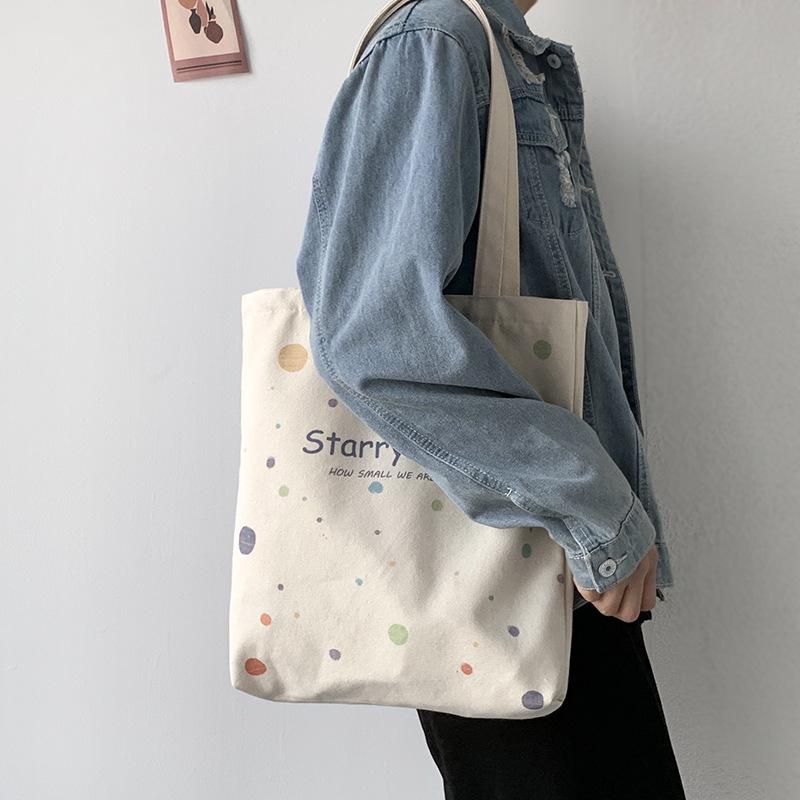Spring/Summer Canvas Tote Bag: Japanese-Korean Style, Large Capacity, Versatile for Students and Everyday Use