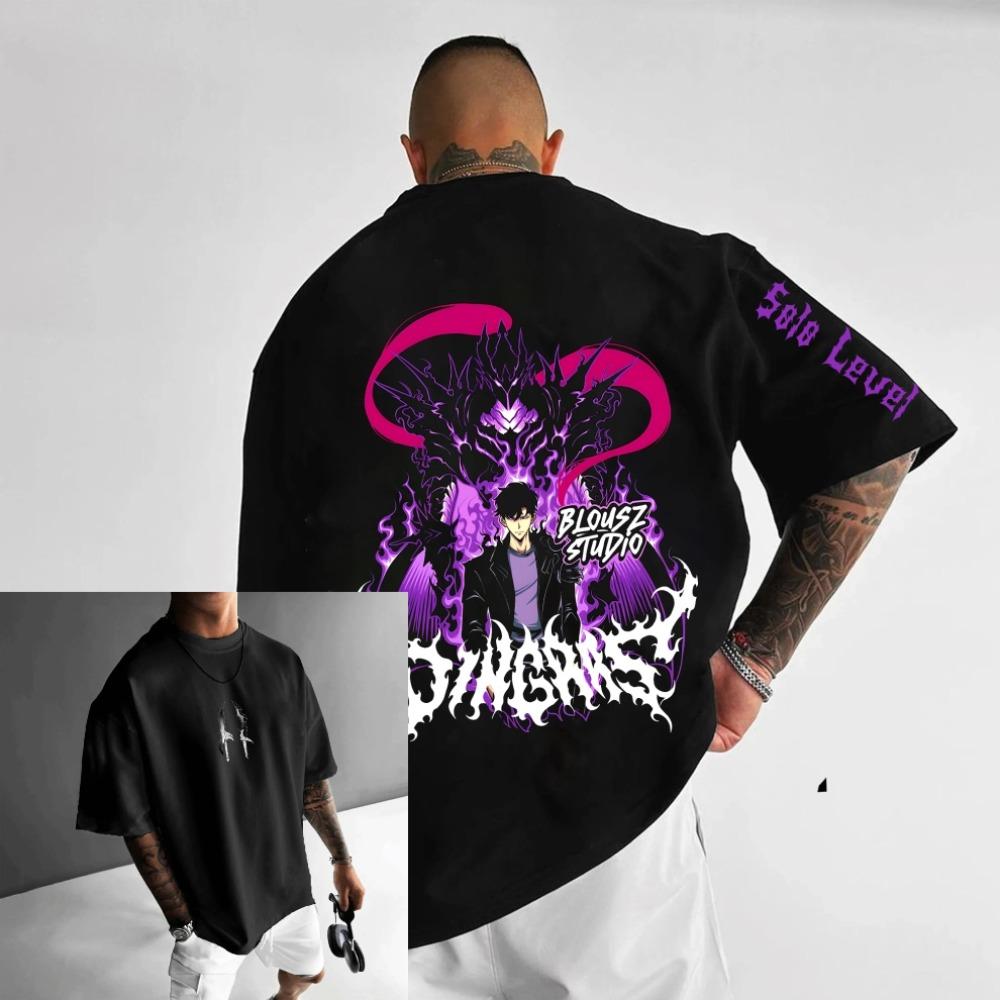 Male and Female Anime Solo Flat Oversized Printed T-shirt for Men In Summer