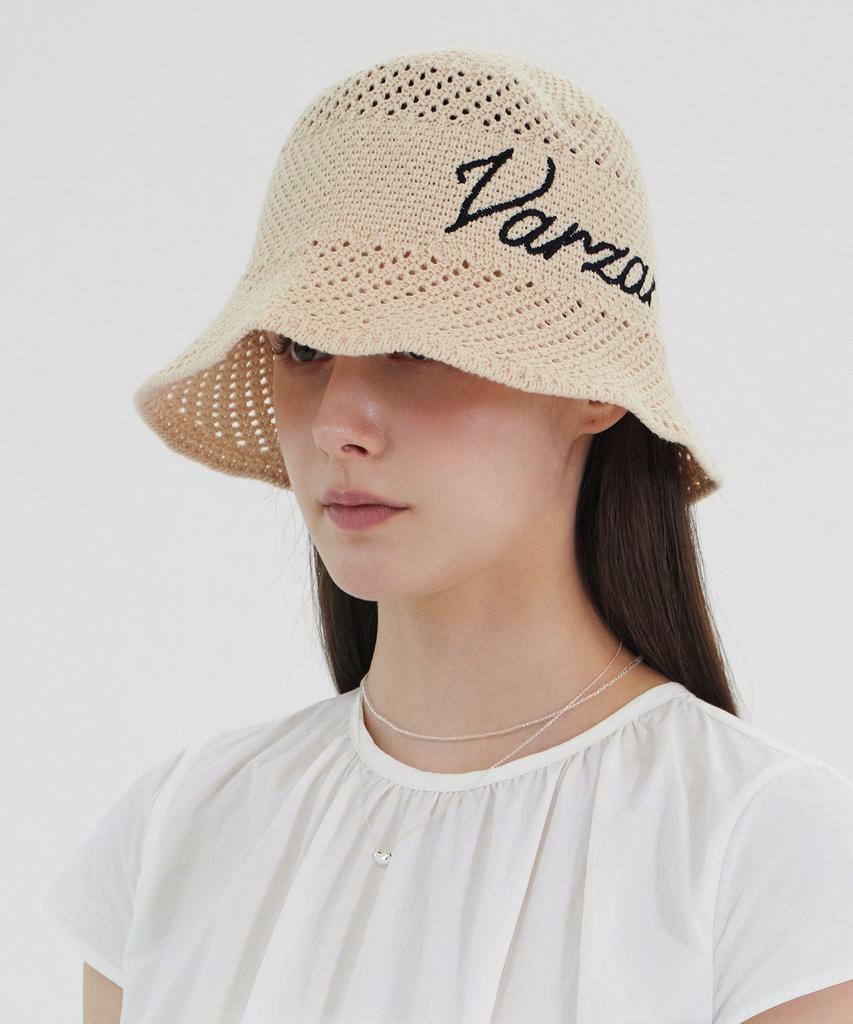 Bajal New Wave Bazal Punching Knit Bucket Hat Natural