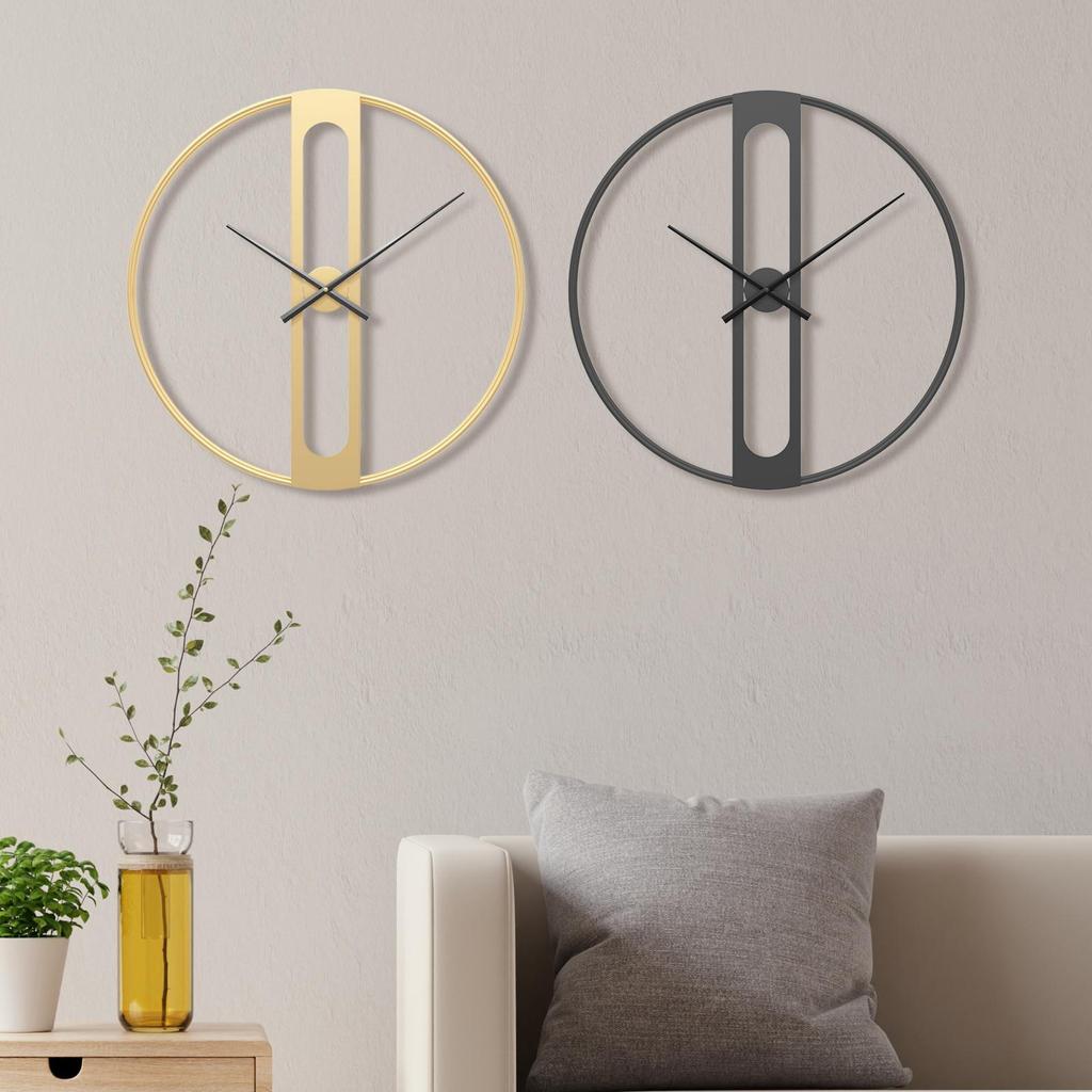 Round Wall Clock Modern Silent Decoration Non Ticking Metal Wall Clock for Living Room Dining Room Hotel Farmhouse Bedroom